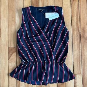 Banana Republic Navy with Red and White Stripes Peplum Tank Top